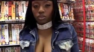 Super Big Tit Black Babe Fucks In Sex Shop!