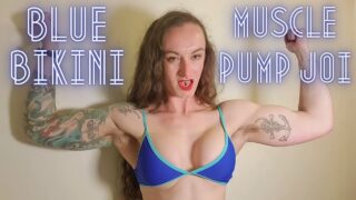 Blue Bikini Muscle Pump and JOI – full video on ClaudiaKink ManyVids!